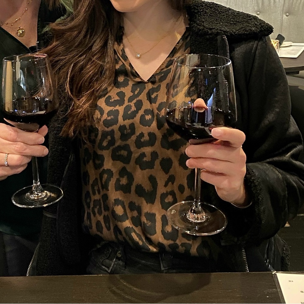 Long sleeve leopard print blouse